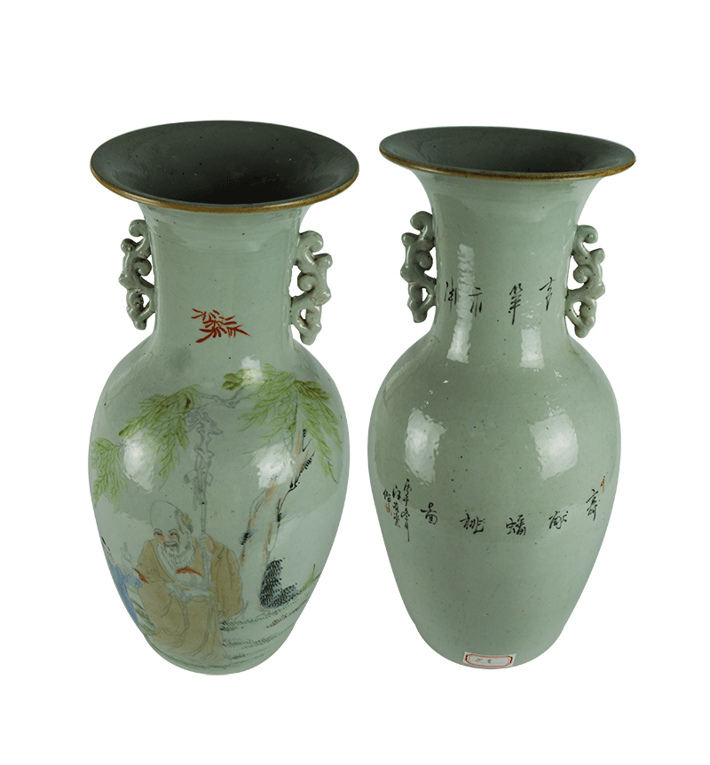 淺峰彩蓮子瓶一對(duì)