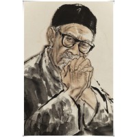 梁漱溟先生-局部   趙晨國(guó)畫作品