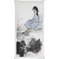 愛蓮圖  蓮花 國畫