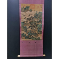 唐，李白，精品絹本：云山探幽圖73.5x43